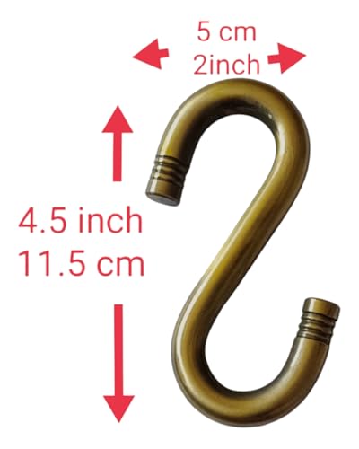 Image of Complete JULA Set HI-Quality Heavy Guage Swing Hanging Set 28pcs Rod 8pcs S-Hook 2pcs W-Hook 16mm Thickness Antique Brass Finish Life TIME WARRENTY with 800kg Weight Capacity.