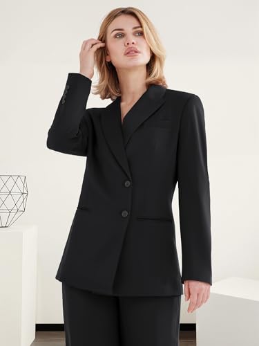 Effortlessly Chic Women's Black Blazer and Wide Leg Pants Set - Image 5