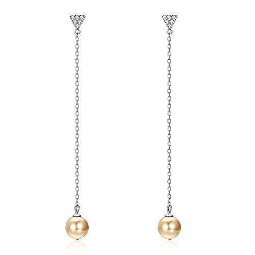 Boucles d'oreilles pendantes en argent 925 et perles pour femme