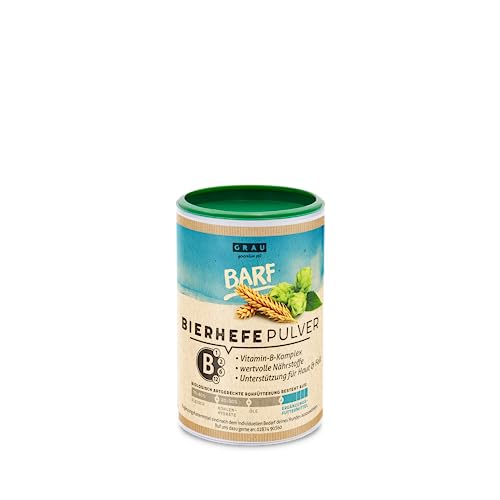 GRAU - das Original - 100% natürliche Bierhefe, für glänzendes Fell und kräftige Haut, reich an Mineralstoffen und Spurenelementen 1er Pack (1 x 150 g), Ergänzungsfuttermittel für Hunde und Katzen