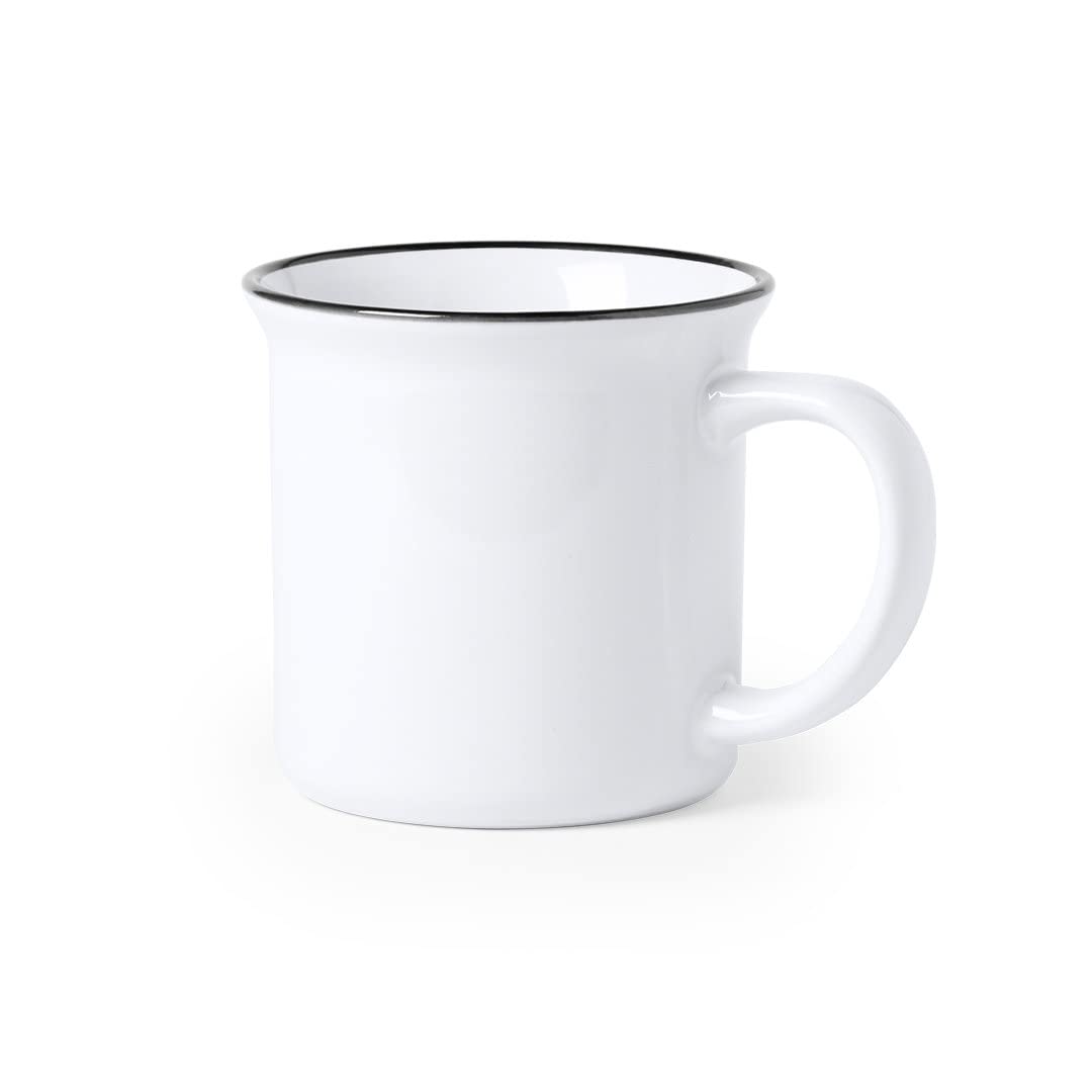 Genérico 36 Tazas de cerámica con diseño retro para sublimar, capacidad 300 ml. Presentación en caja blanca.