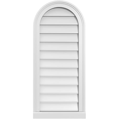 Ekena Millwork GVPRT16X3603SN Round Top Surface Mount PVC Gable Vent, Factory Primed White