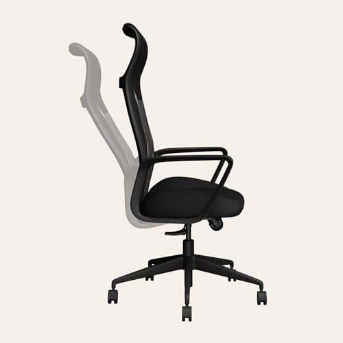 Image of Interio by Godrej Tecno High Back Fabric Ergonomic Gaming Chair (Black) 1-Year Warranty, Fixed Armrest, Adjustable Lumbar and Height