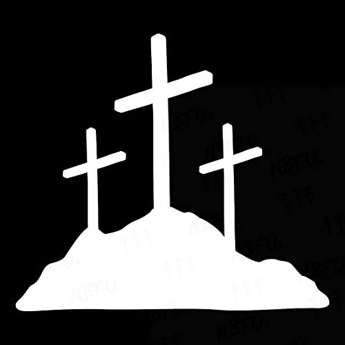 Image of Calvary Crosses Christian Jesus (White) (Set Of 2) Premium Waterproof Vinyl Decal Stickers For Laptop Phone Accessory Helmet Car Window Bumper Mug Tuber Cup Door Wall Decoration