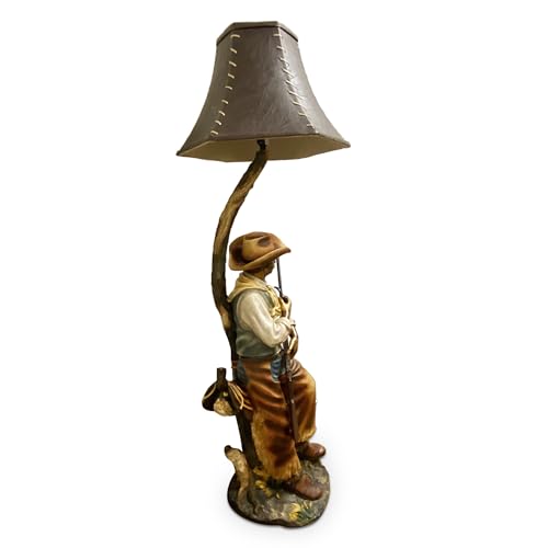 Rivers Edge Products Rustic Cowboy Floor Lamp, 64 Inch Tall, Hand Painted Poly Resin, Rustic Home Decor and Unique Room Decor for Living Room or Bedroom, 100 Watt Bulb, Western Cowboy