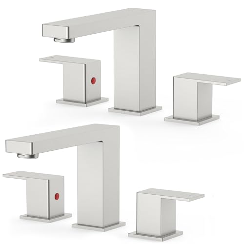 FORIOUS 2 Pack Brushed Nickel Bathroom Faucets 3 Hole, 2