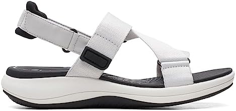 Clarks Mira Sun Flat Sandal, Light Grey Textile, 10 Medium | Image 1