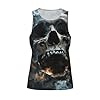 Horror Ghost Skull Print Sleeveless Workout Tank Top,for Running,Beach Outdoor Sports (S to 4XL) Black #5