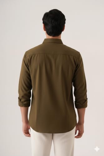 Image of CRYSTAL SKY Men Airy Linen Cotton Shirt Regular Fit Full Sleeves Solid Formal Shirt Stylish Daily Casual Office Wear