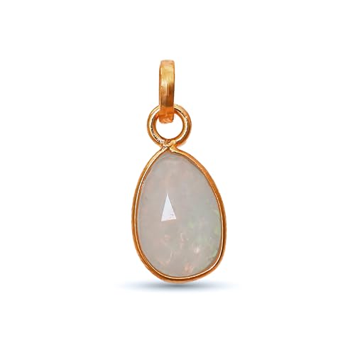 Pendentif opale taillée en rose argent 925 minimaliste