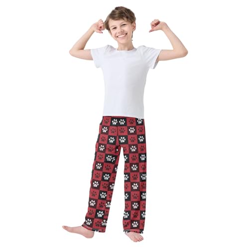 Plaid Red Black Christmas Paw Boys Pants for Kids Jogger Pants with Pockets S-XL2