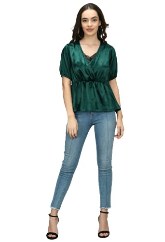 sola: fashion elegance Women's Satin Solid Half Sleeve Regular Fit Top (Green)-picture-25