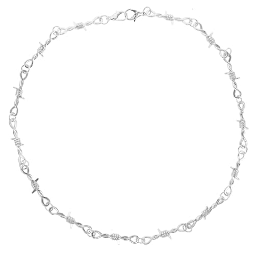 JOINPAYA Collar de Alambre de Púas Unisex Estilo Hip Hop Punk Gargantilla Metálica Plateada Espinas Accesorio Gótico para Hombre y Mujer Fiestas y Eventos Urbanos