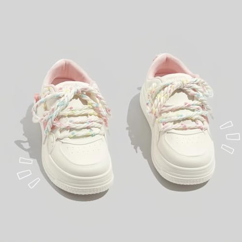 Cute Y2K Platform Sneakers Women, Kawaii Trendy Cartoon Decor, Casual Sport Fashion Streetwear Girls Candy Colors Thick Sole4