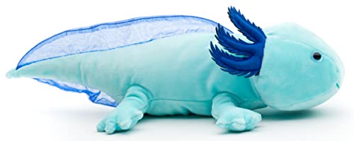 Original Uni-Toys - Axolotl (hellblau) - Leuchtet im Dunkeln (fluoreszierender Plüsch) - 32 cm (Länge) - Plüsch-Wassertier - Plüschtier, Kuscheltier