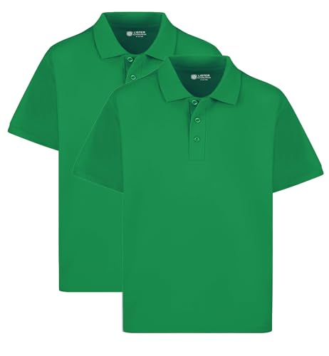 2PK Classic Boys Plain Ages 3-16y Polo Shirts 100% Cotton Children School T-Shirt Tee Shirt Uniform Summer Kelly Green