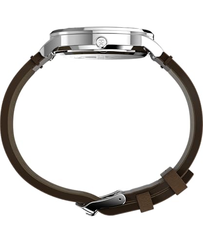 Timex Waterbury Herenhorloge, 40 mm, Bruine Leren Band, Witte Wijzerplaat, Roestvrijstalen Kast, TW2Y29500 - Afbeelding 3