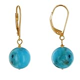 LES POULETTES BIJOUX - Pendientes Durmientes de Chapado Oro Perla Turquesa