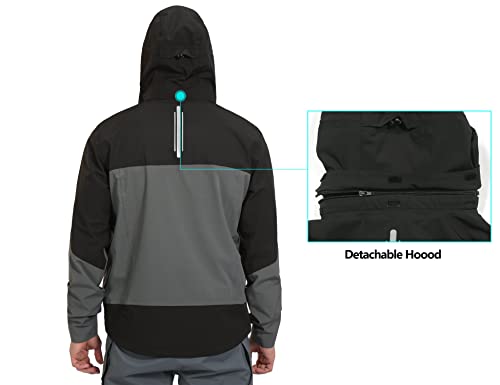 Little Donkey Andy Men's Waterproof Rain Jacket Breathable Windbreaker Outdoor Rain Coat with Detachable Hood2