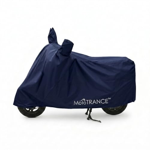 Image of Mototrance All Weather Protection Two Wheeler Cover for All Bikes /Royal Enfiled /Upto Pulsar 160CC to 350CC | Anti Dust, Water Resistant, Heat Resistant, UV Proof with Mirror Pocket | Solid Blue