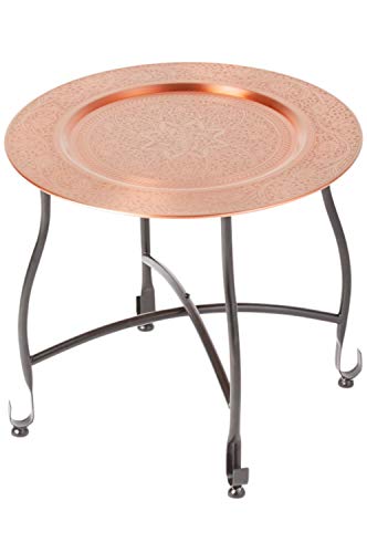 Marokkanischer Tisch Beistelltisch aus Metall Sule ø 40cm rund | Orientalischer runder Teetisch klein mit klappbaren… – Bild 3