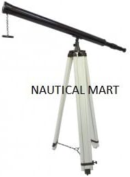Vintage Nautical Antique Style British Harbour Master Collective Marine Floor Standing Telescope Black Antique with Tripod Stand
