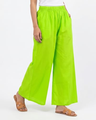 Image of Women Plazzo | Rayon Wide Leg for Women | Elastic Waist Flared Palazo Trousers | Comfortable Casual & Ethnic Wear Palazzo Pants