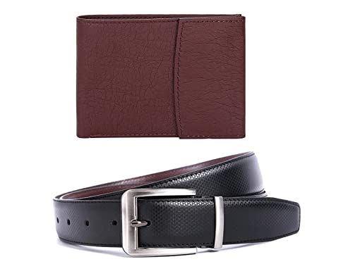 Image of Amicraft Men's Faux Leather Combo Pack of Wallet and Belt