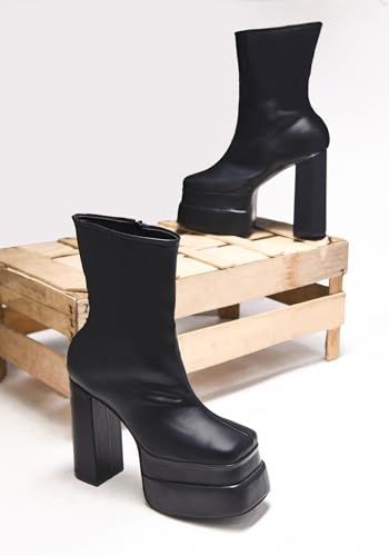 Image of SilverArrow Classy Trendy Comfortable ankel Length Block Heel Zipper Boots for Womens & Girls