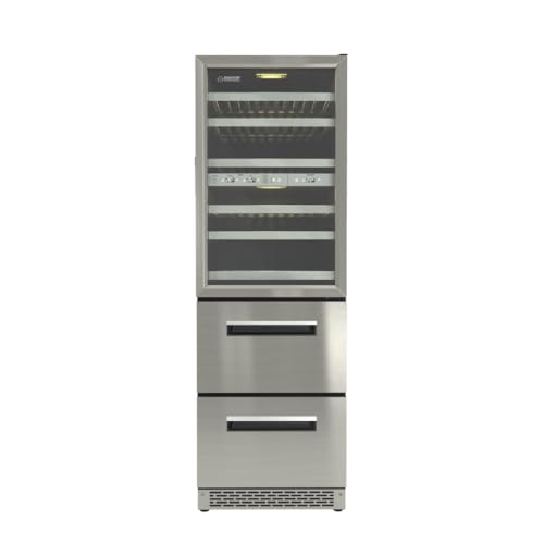 Equator Connoisseurs Club Built-in/Freestanding 3-Zone 84 Bottle Wine & Beverage Refrigerator, 7 LED Lights +2 Drawers 110V
