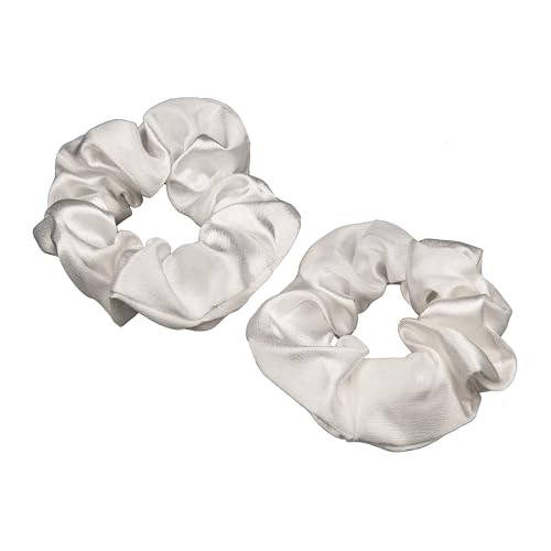 2 Pezzi di Elastici per Capelli da Donna, Elastici in Seta Bianca Morbida, Elastico per Coda di Cavallo in Satin Premium, Elastici per Capelli da Donna, Elastici per Capelli per Capelli Lunghi, Fini e