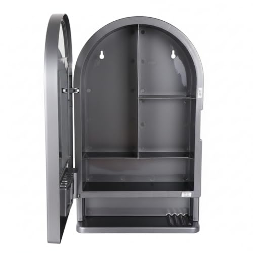Image of BRANCO Plastic Ideal Mirror Cabinet | Multipurpose Cabinet | Wall Mounted Hanging Mirror Bathroom Accessories | Mirror Cabinet for Living Room, Bathroom, Bedroom (Metalic Grey)