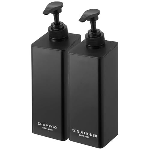 Yamazaki 1533 1535 Magnetic Dispenser with Plenty of Detergent, Shampoo, Conditioner, Set of 2, Floating Storage, Refill Bottle, Black