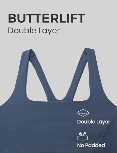 Image of CRZ YOGA Butterlift Square Neck Sports Bras | Double Lined, Light Support, Non Padded, Yoga, Buttery Soft, V-Shaped Racerback, for Women
