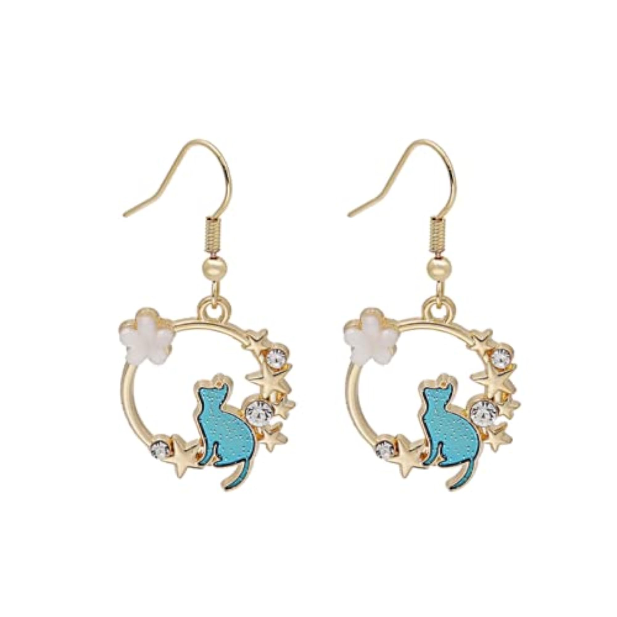 Cat Statement Acrylic Star Dangle Earrings