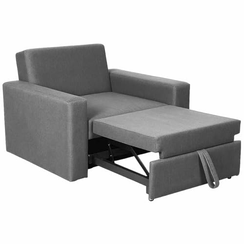 Image of CASASTYLE Seria 1 Seater Pull-Out Premium Fabric Sofa Cum Bed Sofa Set for Living Room (Light Grey Fabric)