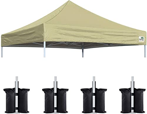 Image of Eurmax USA New 10x10 Pop Up Canopy Replacement Canopy Tent Top Cover, Instant Canopy Top Cover ONLY, Choose 30 Colors,Bonus 4PC Pack Weight Bag (Beige)