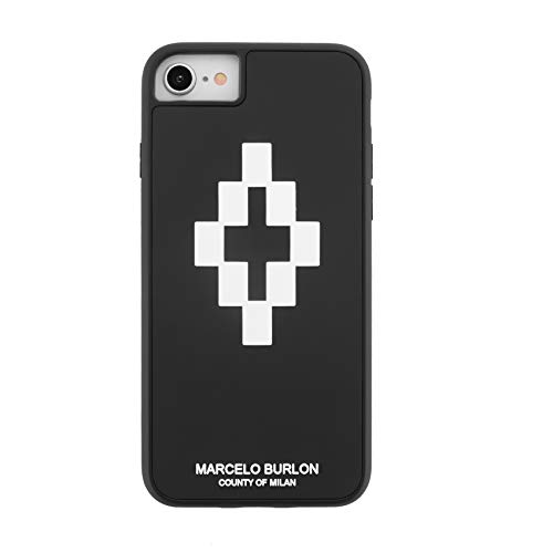 MARCELO BURLON COUNTY OF MILAN Cover/Custodia Compatibile con iPhone 8/7/6s/6 - MOD. 3D Cross - Custodia Burlon Originale - Semi-Rigida - Logo in Rilievo - Protezione Frontale rialzata