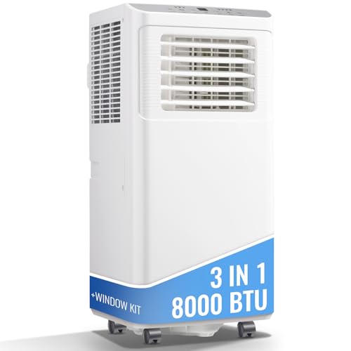 Image of 8000 BTU Portable Air Conditioner 3 In 1 AC Unit with Remote Control Dehumidifier, Fan Mode Suit for Room up to 250 Sq. ft White