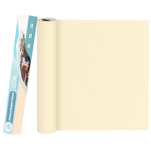 KING MOUNTAIN Canvas Repair Patch 16×30 Inch Self-Adhesive Waterproof Fabric Patch for Sofas, Tents, Furniture,Tote Bags, Car Seats (Beige1.0)
