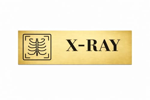 Image of Brushed Silver PVC Office Sign with Double-Sided Tape | Durable 10x3 Inch Signage for Clinics, Malls, Gyms & Hospitals - Available in Silver & Gold (Brushed Gold /, X-Ray)