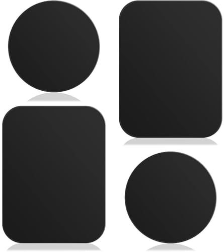 Smartphones Metal Plate 4 Pack for Phone Car Mount Holder Cradle with 3M Adhesive (Compatible with Magnetic Mounts) - 2 Rectangle and 2 Round, Black Smartphones Metal Plate 4 Pack for Phone Car Mount Holder Cradle with 3M Adhesive (Compatible with Magnetic Mounts) - 2 Rectangle and 2 Round, Black