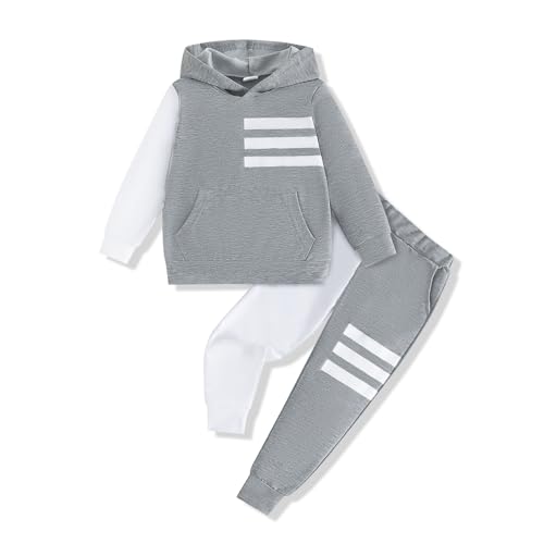 Size 2-6 Years Toddler Boys Clothes Color Blocking Hoodie and Casual Pants 2Pcs Kids Boys Fall Winter Outfits Set