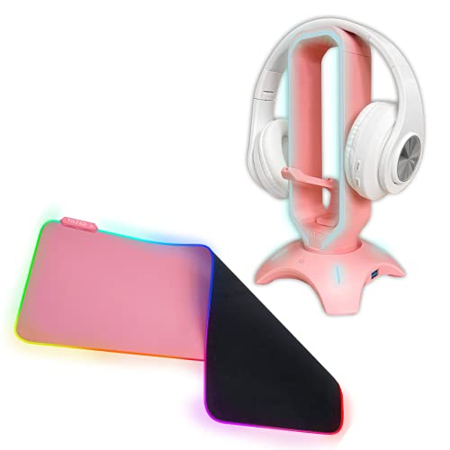 RGB Gaming Headphone Stand and an RGB Extended Gaming Mousepad, Ultimate Gaming Accessories RGB Gaming Headphone Stand and an RGB Extended Gaming Mousepad, Ultimate Gaming Accessories