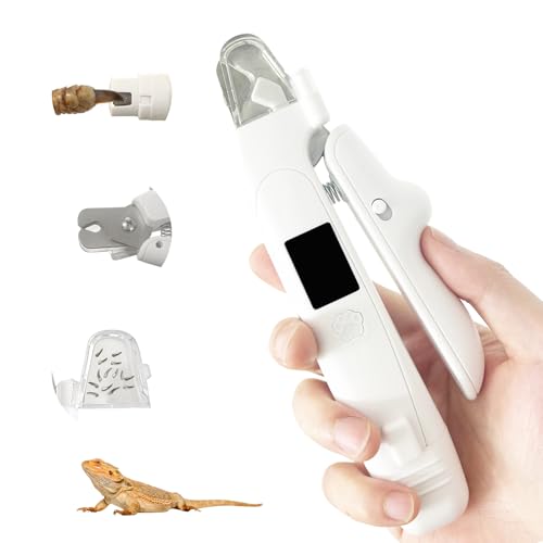 Lyrzzey Bearded Dragon Nail Clipper & Grinder 2-in-1 - Rechargeable Electric Lizard Nail File Trimmer with Safety LED Light, Quiet Low-Speed for Lizard, Crested Gecko, Turtle, Chameleon