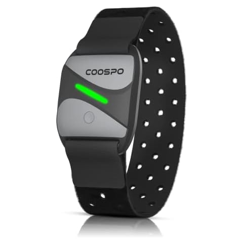 COOSPO Heart Rate Monitor Armband HW807, Bluetooth 5.0 ANT+ HRM with HR Zone LED Indicator, Tracking Heartbeat HRV for Fitness Training, Work with Peloton/Polar/Wahoo/Strava/DDP Yoga Cover