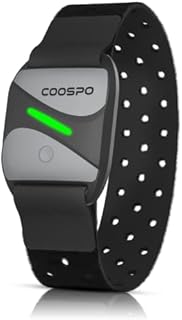 COOSPO Heart Rate Monitor Armband HW807, Bluetooth 5.0 ANT+ HRM with HR Zone LED Indicator, Tracking Heartbeat HRV for Fitness Training, Work with Peloton/Polar/Wahoo/Strava/Zwift/DDP Yoga