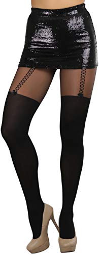 Image of ToBeInStyle Women's Faux Thigh High Opaque Print Nylon Tights