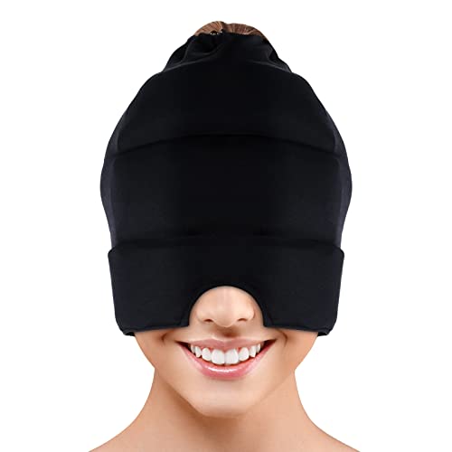 Chenove Headache Relief Hat for Migraine Relief Ice Head Wrap, Migraine Cap for Tension, Sinus & Stress Relief, Comfortable & Stretchable (Medium)