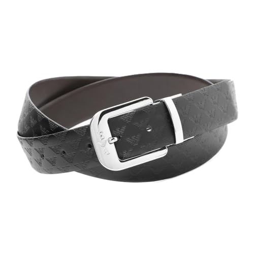 [エンポリオアルマーニ] メンズ フリーサイズ(カット調整) リバーシブル イーグル型押しカーフレザー(仔牛革) 100% ベルト Y4S070 YKL2E 88443 ブラック [並行輸入品]